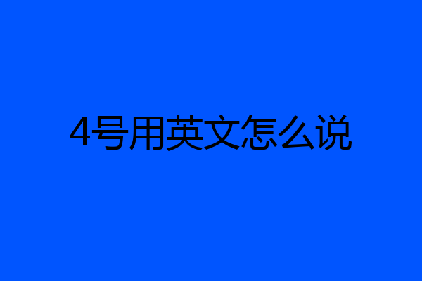4号用英文怎么说