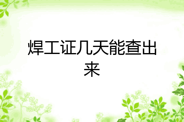 焊工证几天能查出来