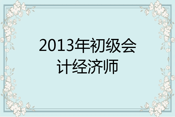 2013年初级会计经济师