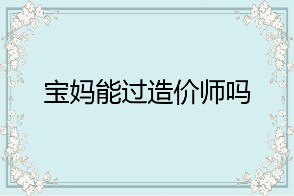 宝妈能过造价师吗