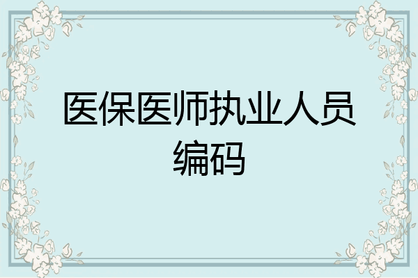 医保医师执业人员编码