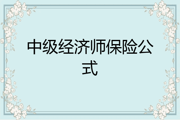 中级经济师保险公式