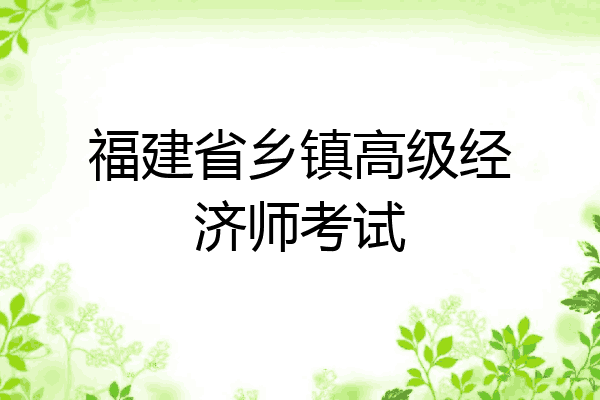 福建省乡镇高级经济师考试