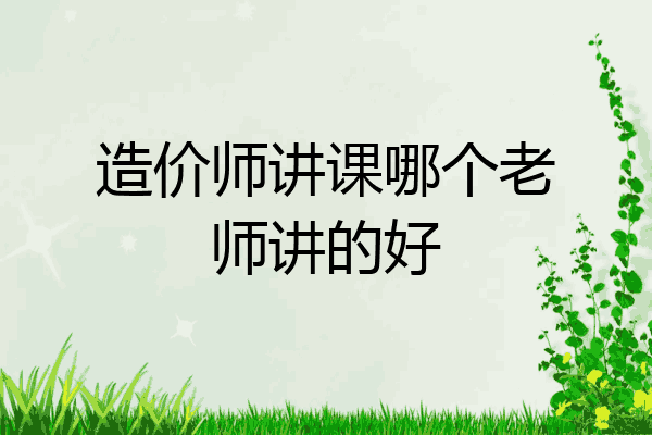造价师讲课哪个老师讲的好