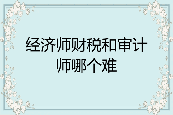 经济师财税和审计师哪个难