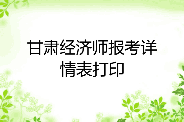 甘肃经济师报考详情表打印