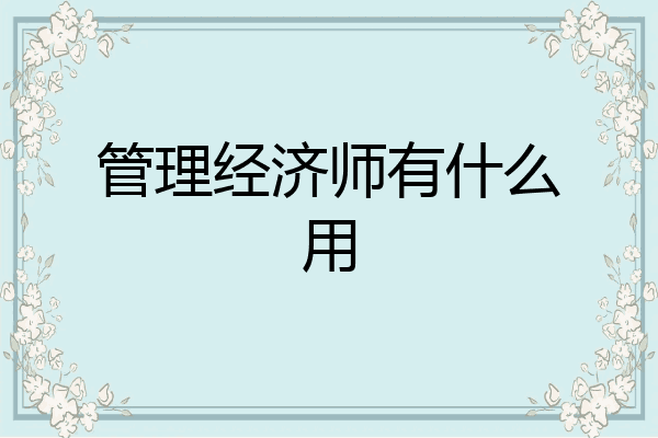 管理经济师有什么用