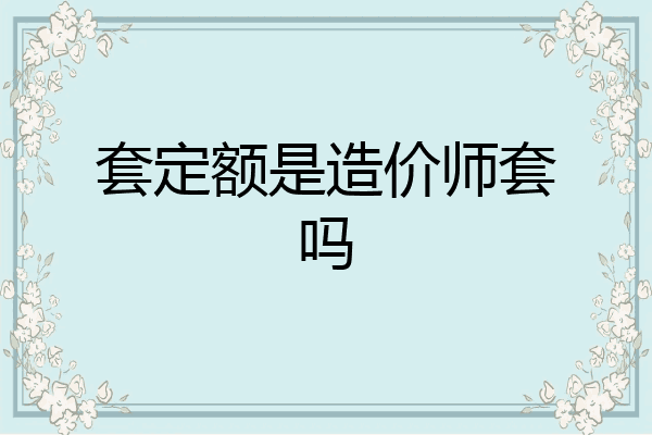 套定额是造价师套吗
