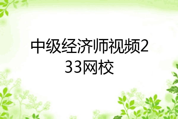 中级经济师视频233网校