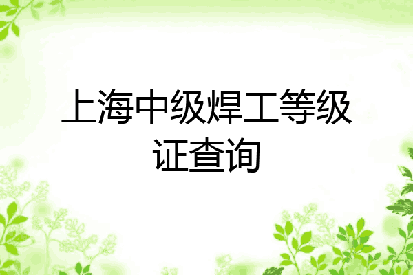 上海中级焊工等级证查询