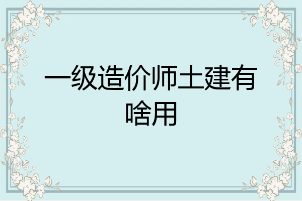 一级造价师土建有啥用