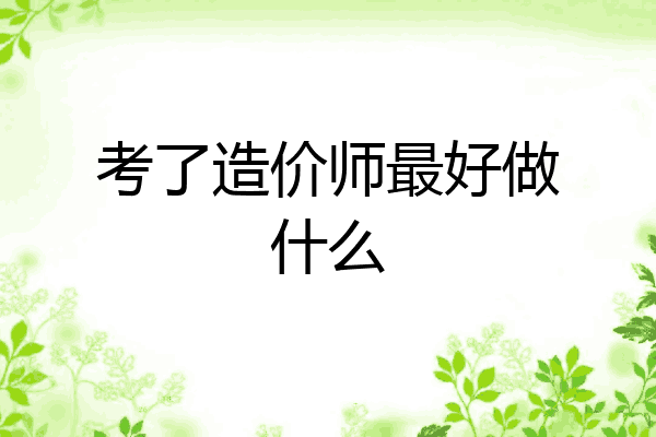 考了造价师最好做什么