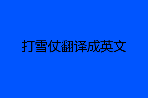 打雪仗翻译成英文