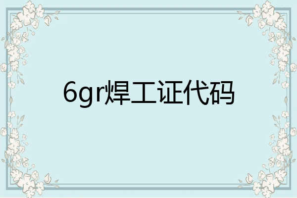6gr焊工证代码