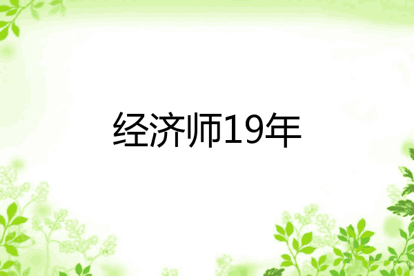 经济师19年