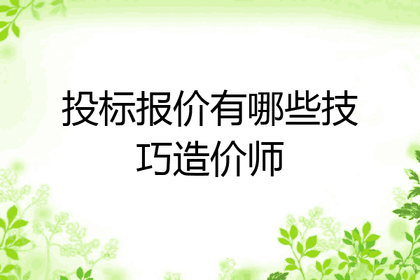 投标报价有哪些技巧造价师