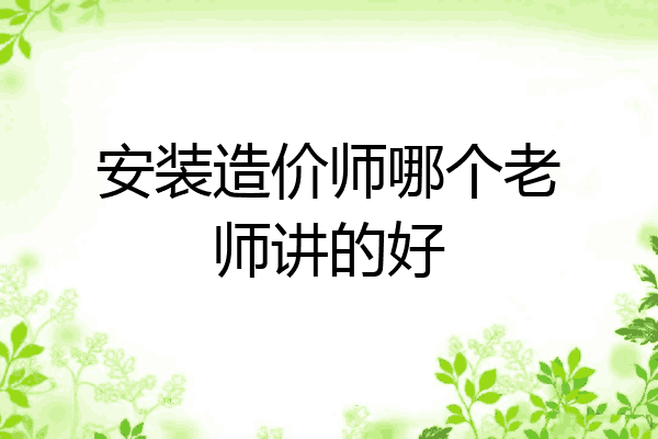 安装造价师哪个老师讲的好
