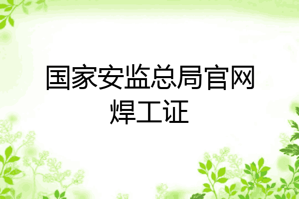 国家安监总局官网焊工证