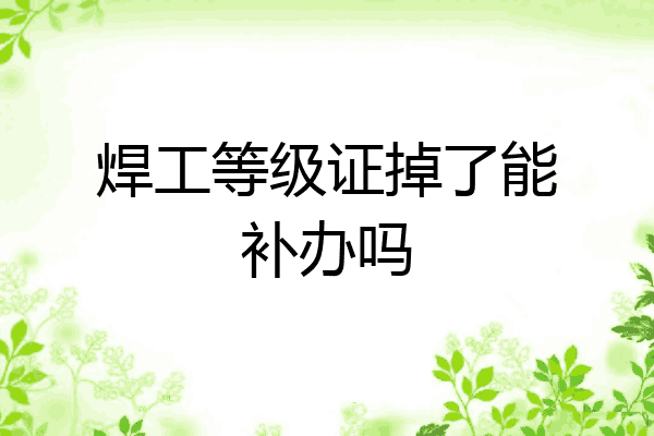 焊工等级证掉了能补办吗