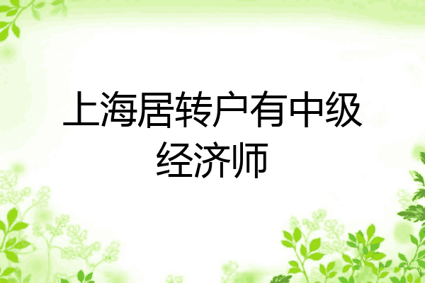 上海居转户有中级经济师