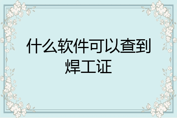 什么软件可以查到焊工证
