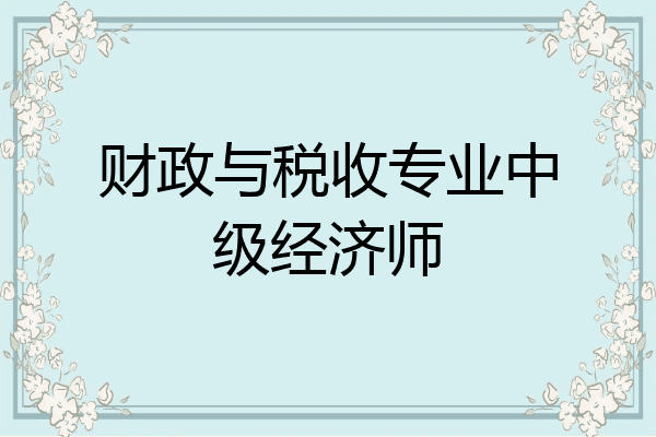 财政与税收专业中级经济师