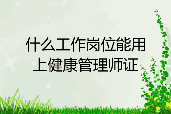 什么工作岗位能用上健康管理师证