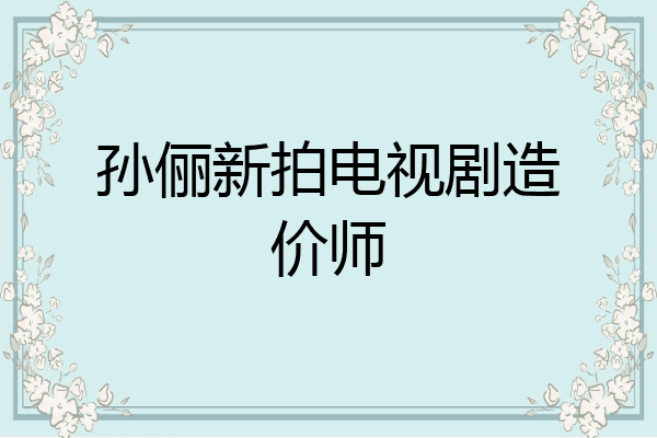 孙俪新拍电视剧造价师