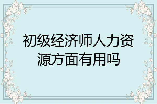 初级经济师人力资源方面有用吗