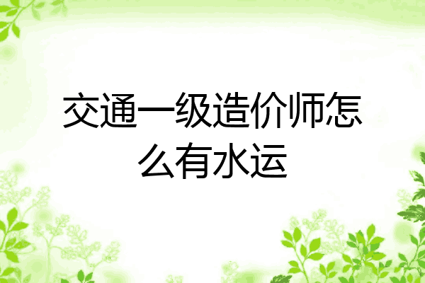 交通一级造价师怎么有水运