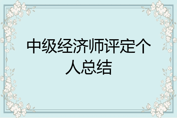 中级经济师评定个人总结