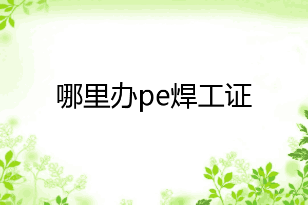 哪里办pe焊工证