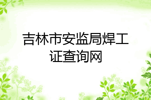 吉林市安监局焊工证查询网