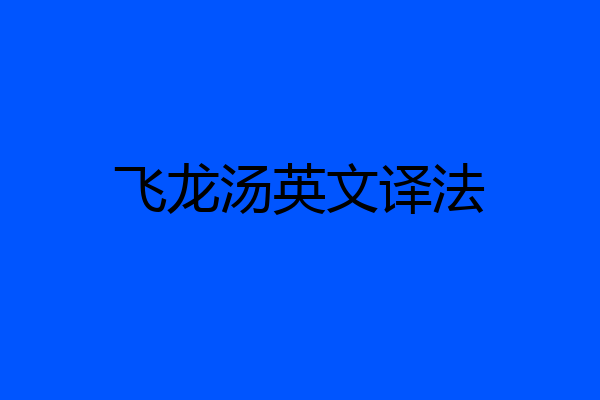 飞龙汤英文译法