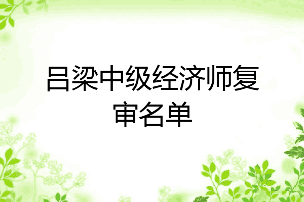 吕梁中级经济师复审名单