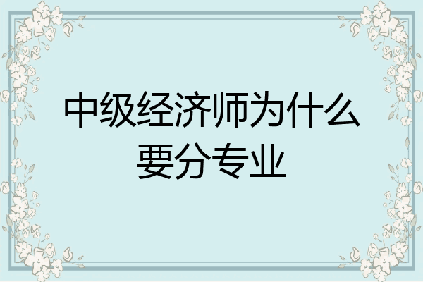 中级经济师为什么要分专业