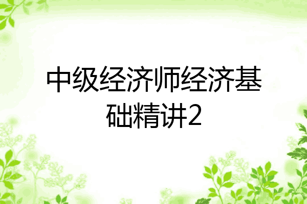 中级经济师经济基础精讲2