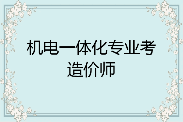 机电一体化专业考造价师