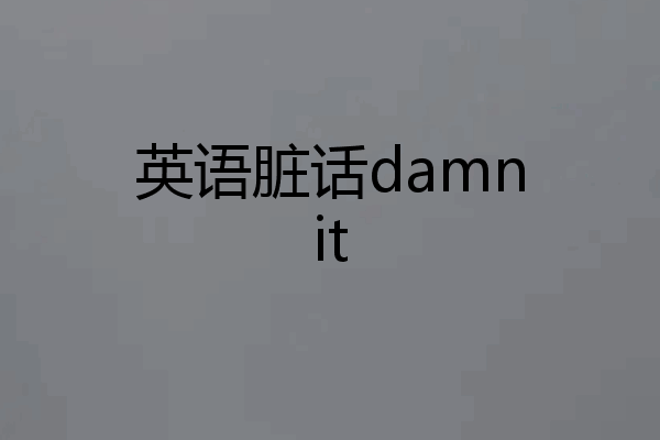 英语脏话damnit
