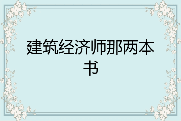 建筑经济师那两本书