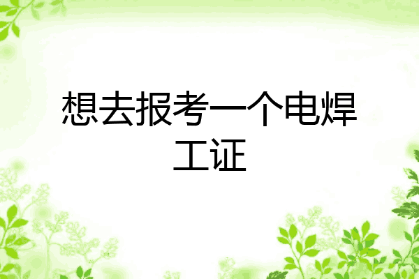 想去报考一个电焊工证
