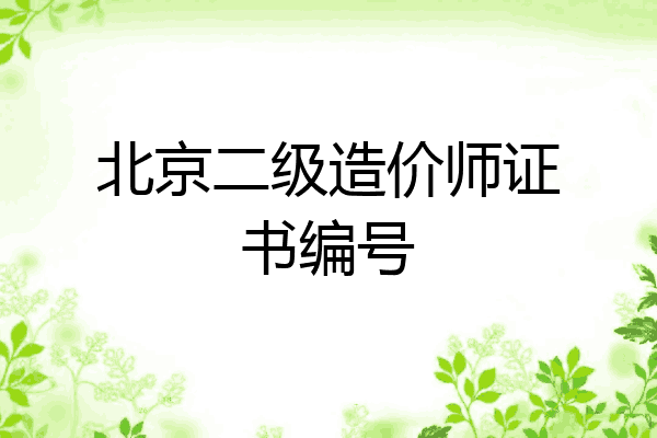 北京二级造价师证书编号