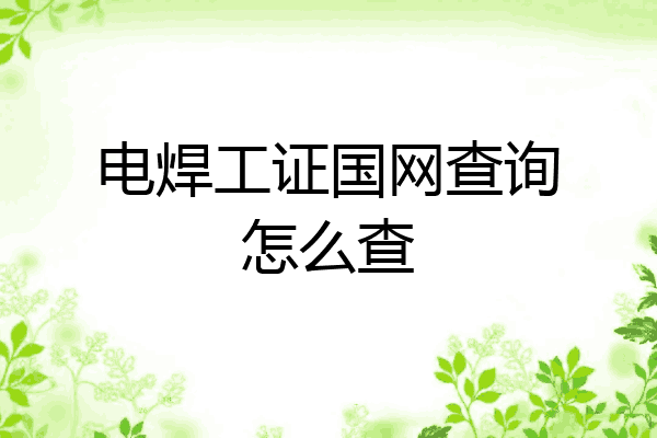 电焊工证国网查询怎么查
