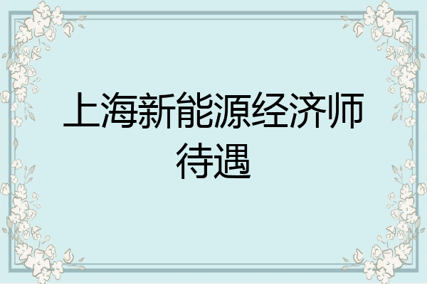 上海新能源经济师待遇