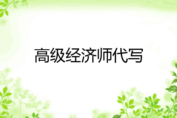 高级经济师代写