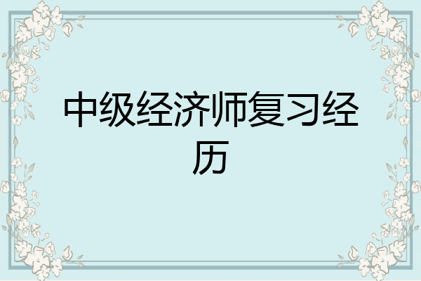 中级经济师复习经历