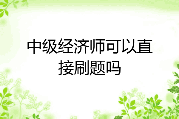 中级经济师可以直接刷题吗