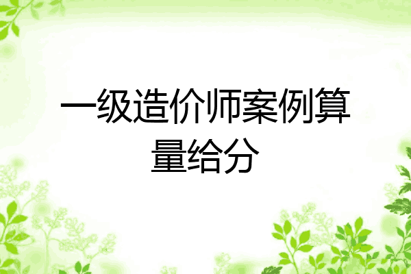 一级造价师案例算量给分