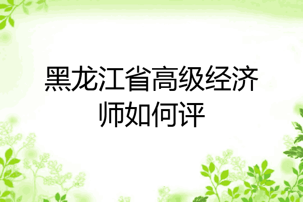 黑龙江省高级经济师如何评