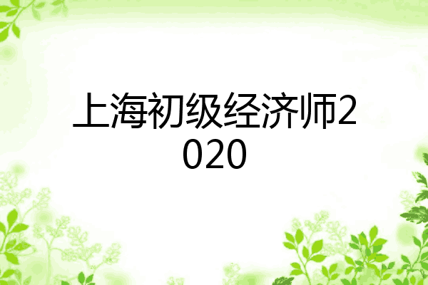 上海初级经济师2020